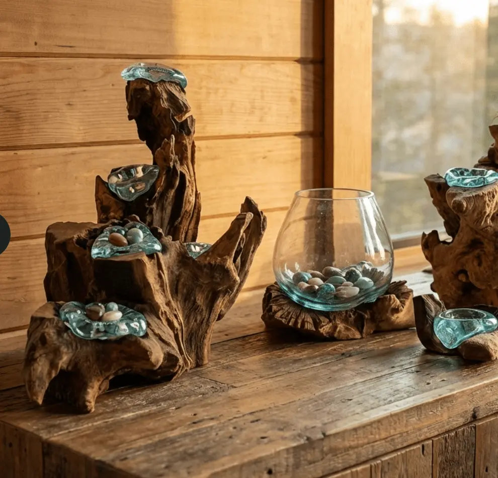 GoCraft Lot de 4 dessous de verre en marbre et bois Faits à la main GoCraft Lot de 4 dessous de verre en marbre et bois Faits à la main