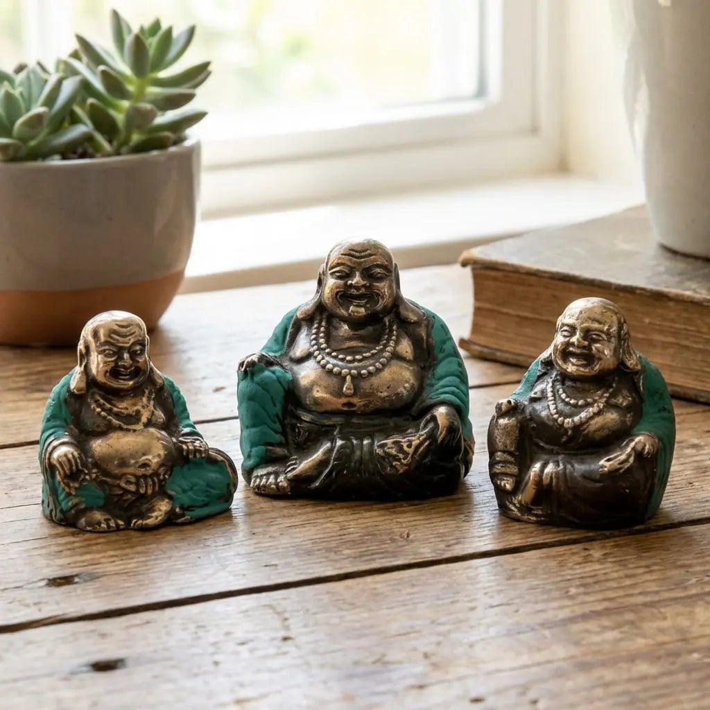 Set de 3 figurines Bouddha Rieur en Laiton – Tailles Assorties AWGifts Dropship