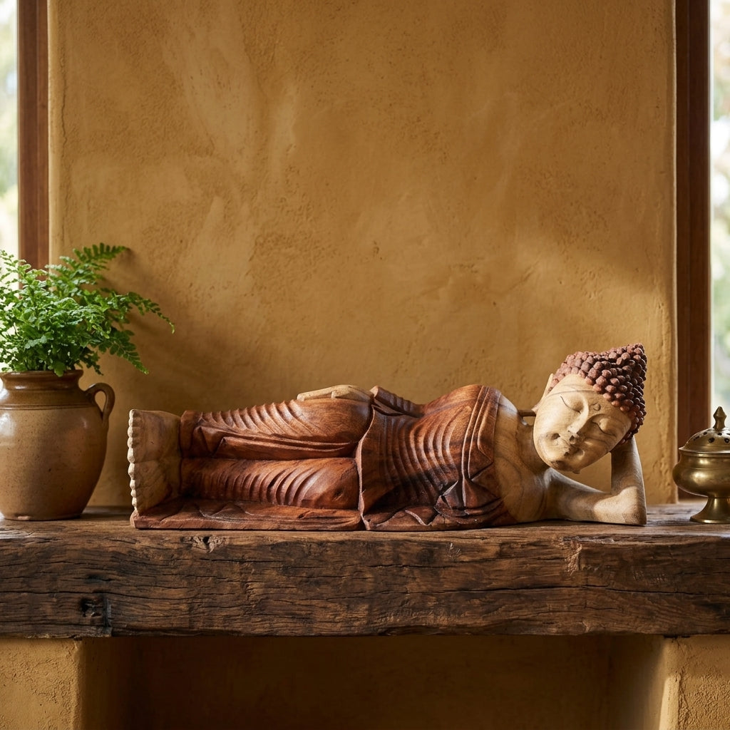 Statua di Buddha in legno di Suar – 50 cm – Buddha dormiente