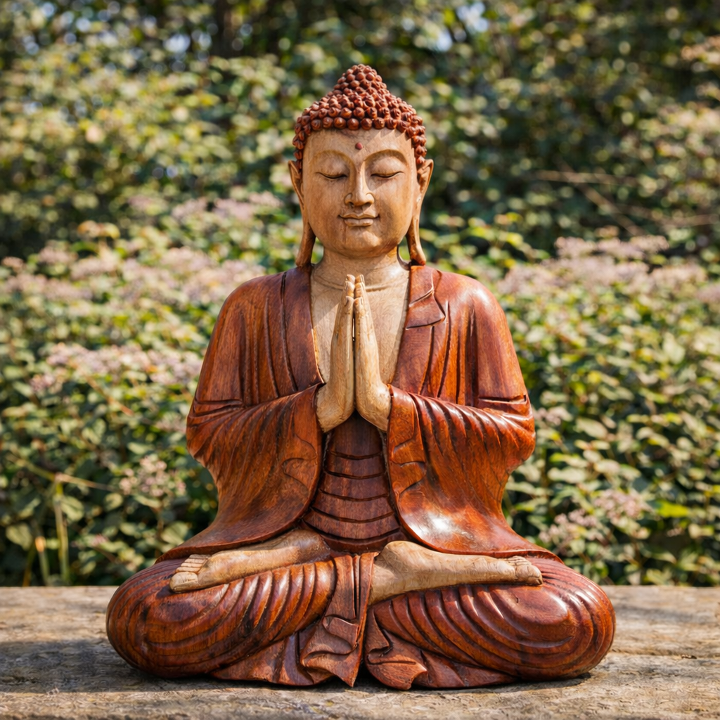 Statue de Bouddha sculptée à la main – 40 cm – Bouddha Namasté