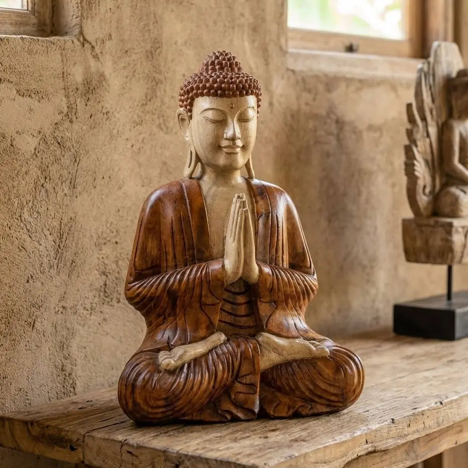 Statue de Bouddha sculptée à la main – 30 cm – Bouddha Namasté AWGifts Dropship