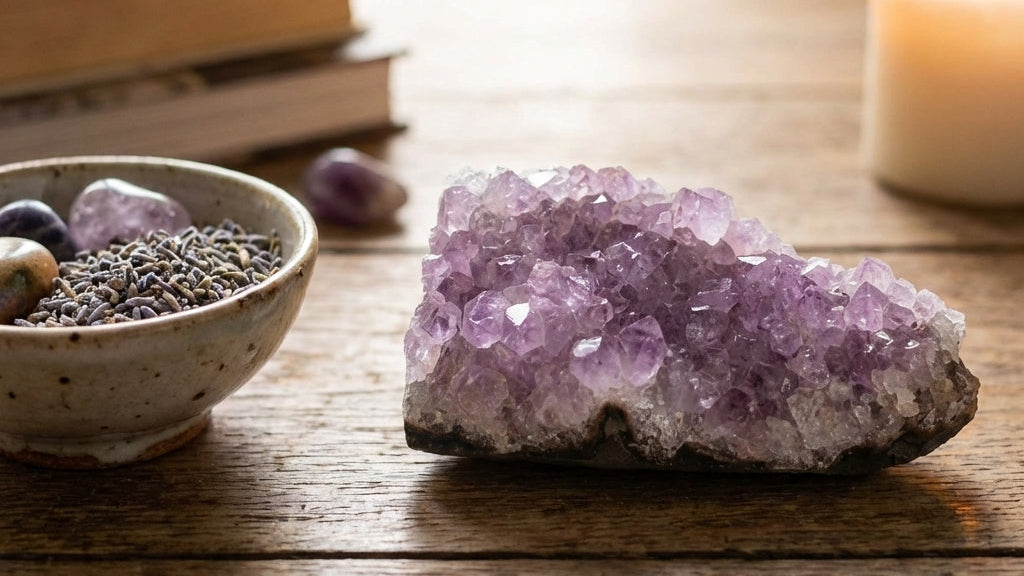 Amas d’Améthyste Naturelle Brut — 350 à 450 g (7,5 à 10 cm)