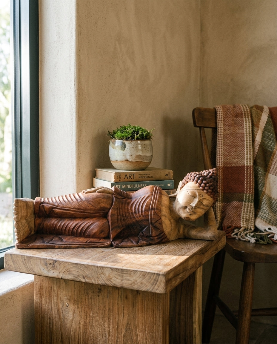 Statua di Buddha in legno di Suar – 50 cm – Buddha dormiente