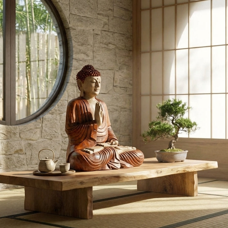 Statue de Bouddha sculptée à la main – 60 cm - Transmission d'enseignement