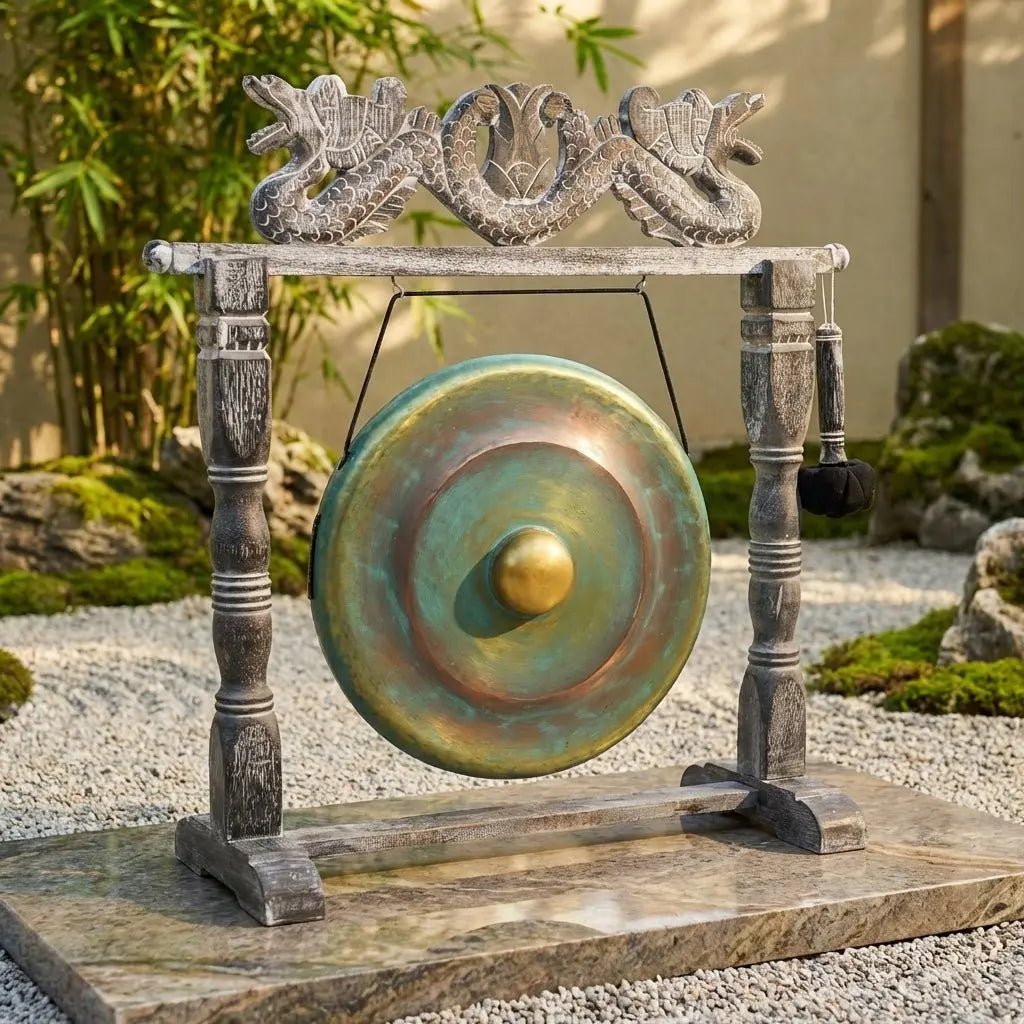 Green Balinese Gong 80 cm on Stand – Traditional Sound Instrument