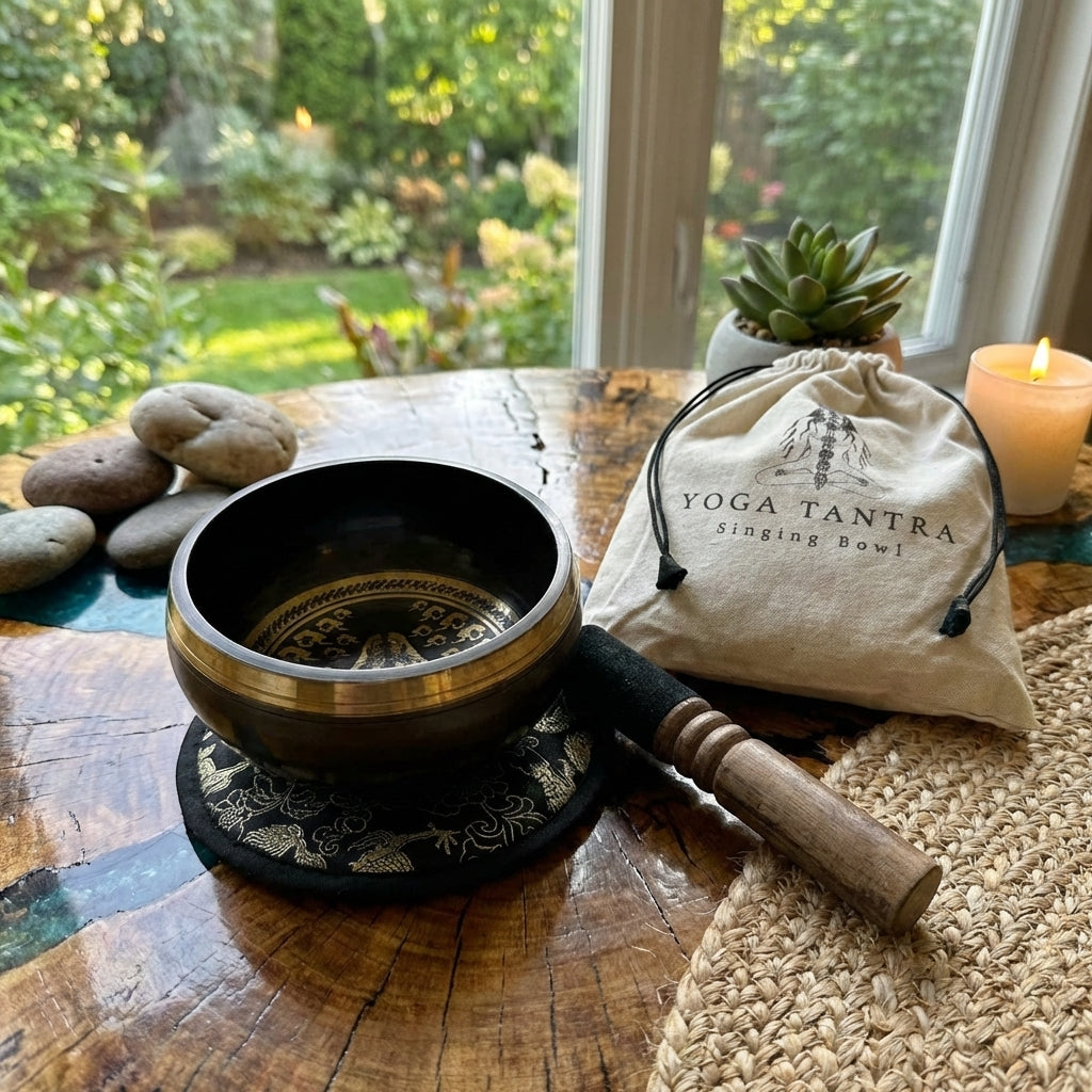 Coffret Bol Chantant Tibétain 14 cm - Yoga & Tantra Yogi | Karmic Artisan