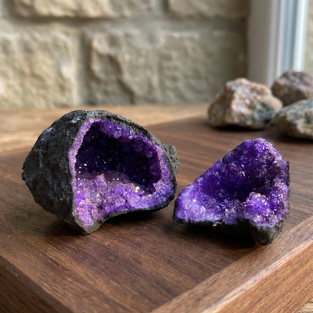 Purple Calcite Geode – Natural Crystallized Stone from Morocco