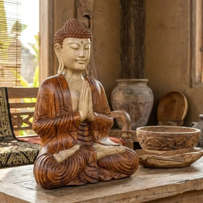 Statue de Bouddha sculptée à la main – 30 cm – Bouddha Namasté AWGifts Dropship
