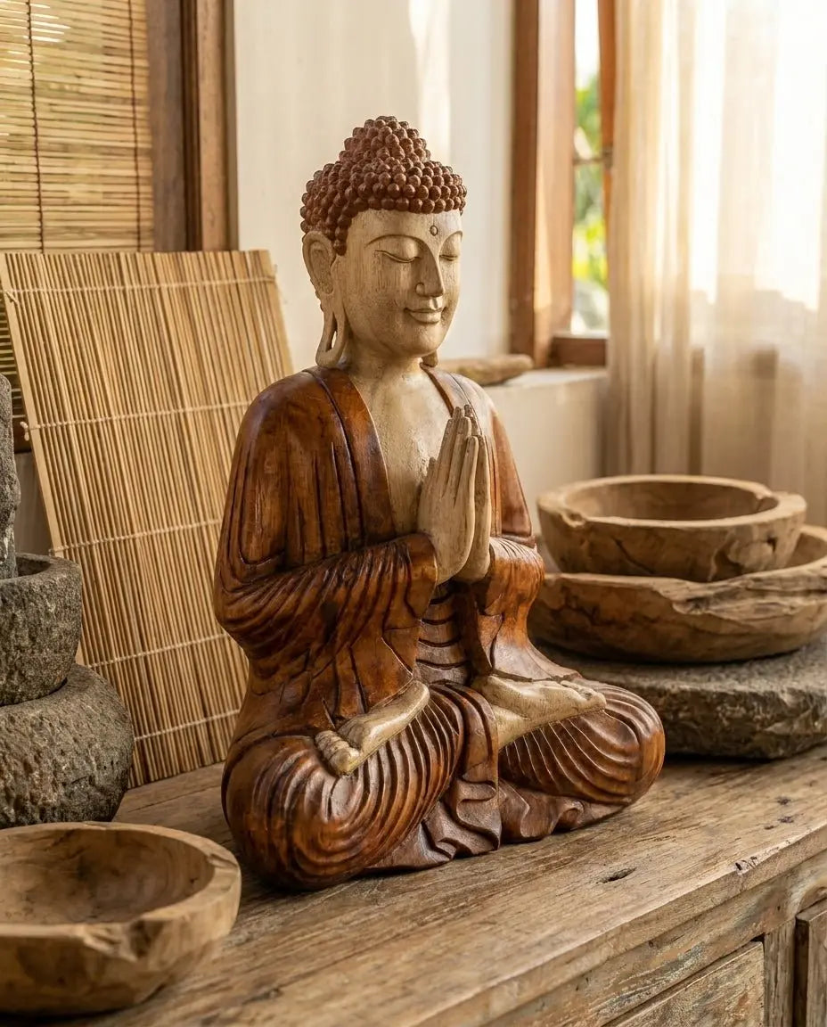Statue de Bouddha sculptée à la main – 30 cm – Bouddha Namasté AWGifts Dropship