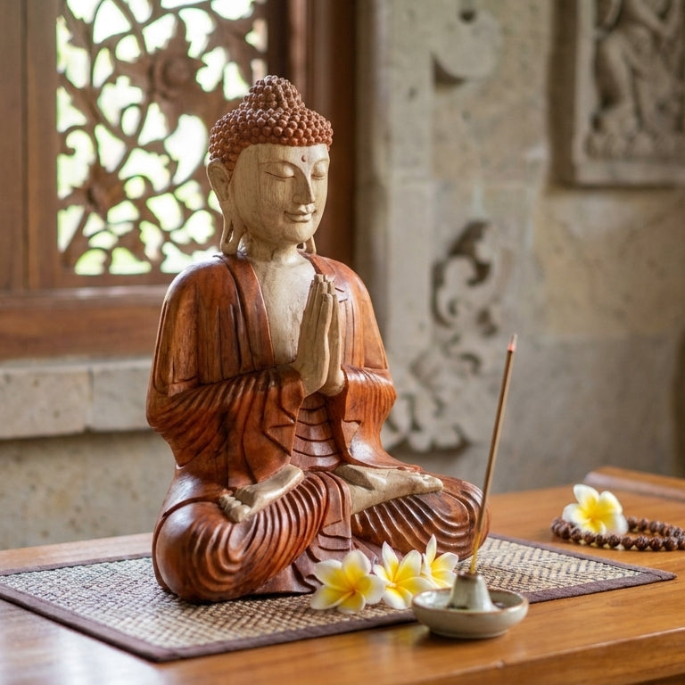 Statue de Bouddha sculptée à la main – 30 cm – Bouddha Namasté