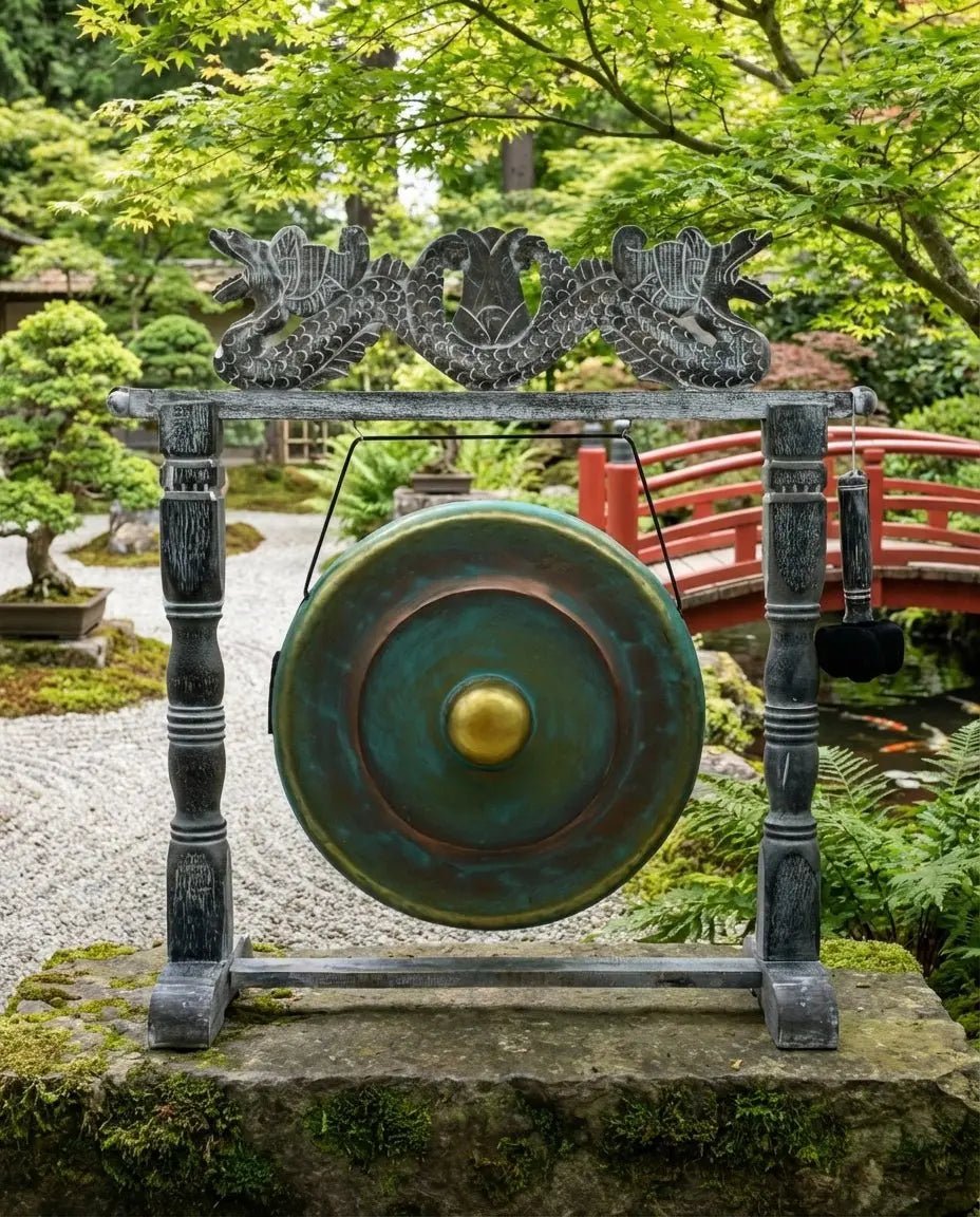 Green Balinese Gong 80 cm on Stand – Traditional Sound Instrument