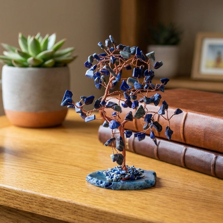 Arbre en Sodalite sur Base d’Agate Bleue — 100 pierres