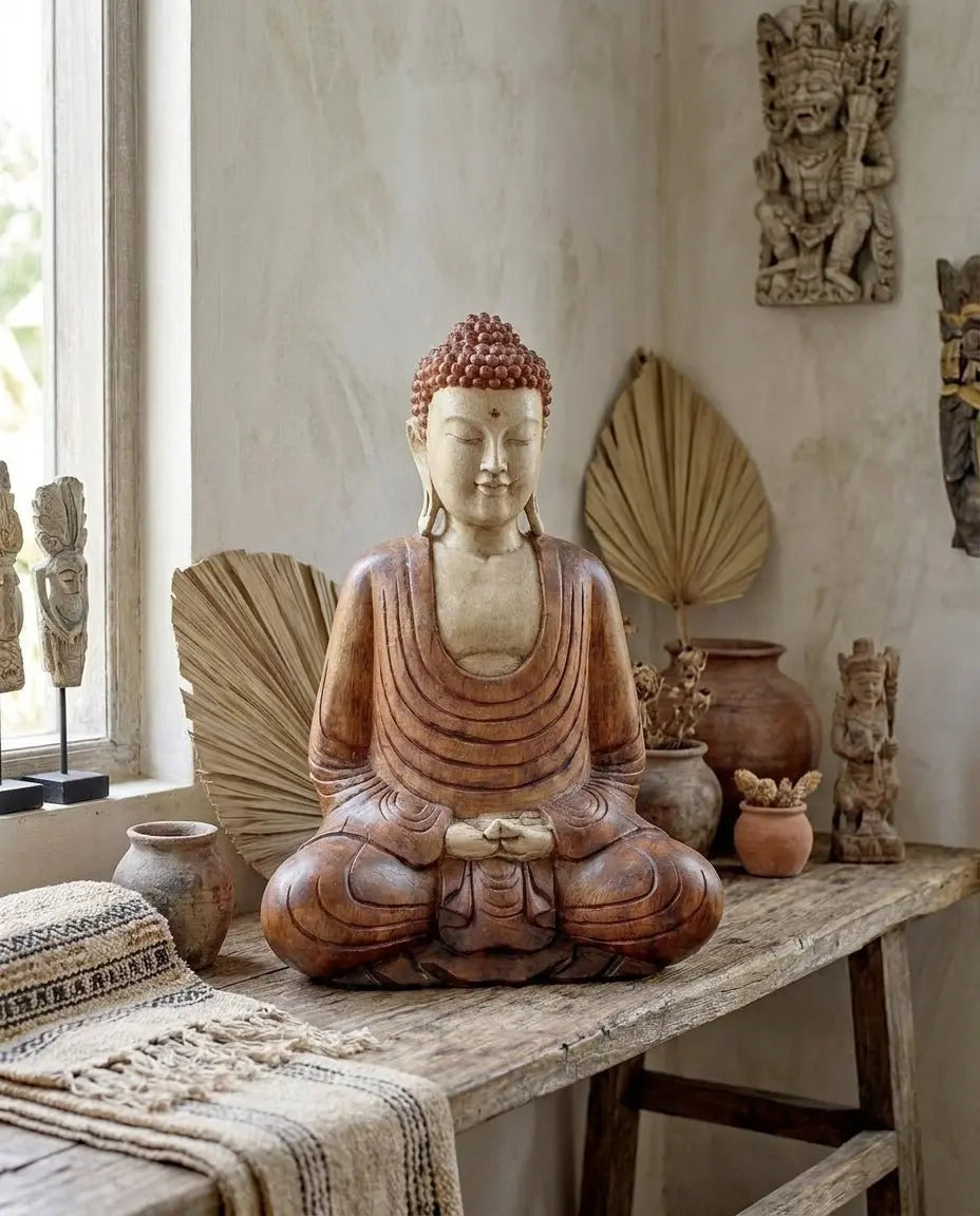 Statue de Bouddha sculptée à la main – 40 cm – Bouddha Mains vers le bas AWGifts Dropship