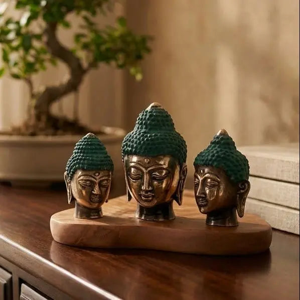 Lot de 3 figurines têtes de Bouddha en laiton – Tailles assorties AWGifts Dropship
