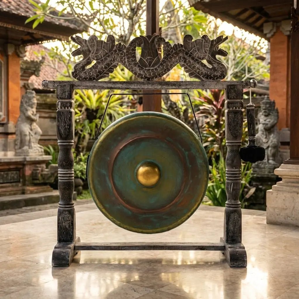 Green Balinese Gong 80 cm on Stand – Traditional Sound Instrument