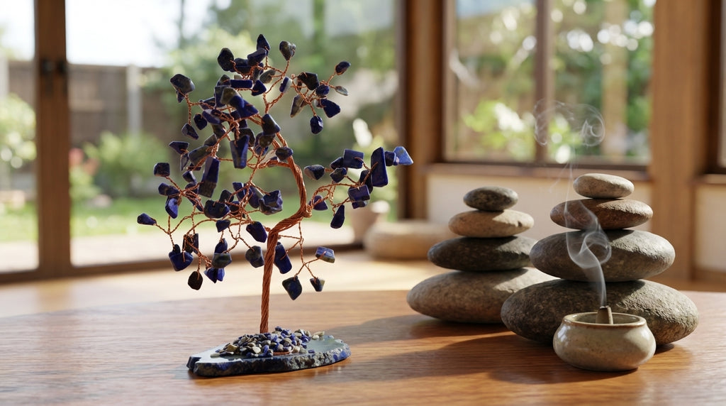 Arbre en Sodalite sur Base d’Agate Bleue — 100 pierres
