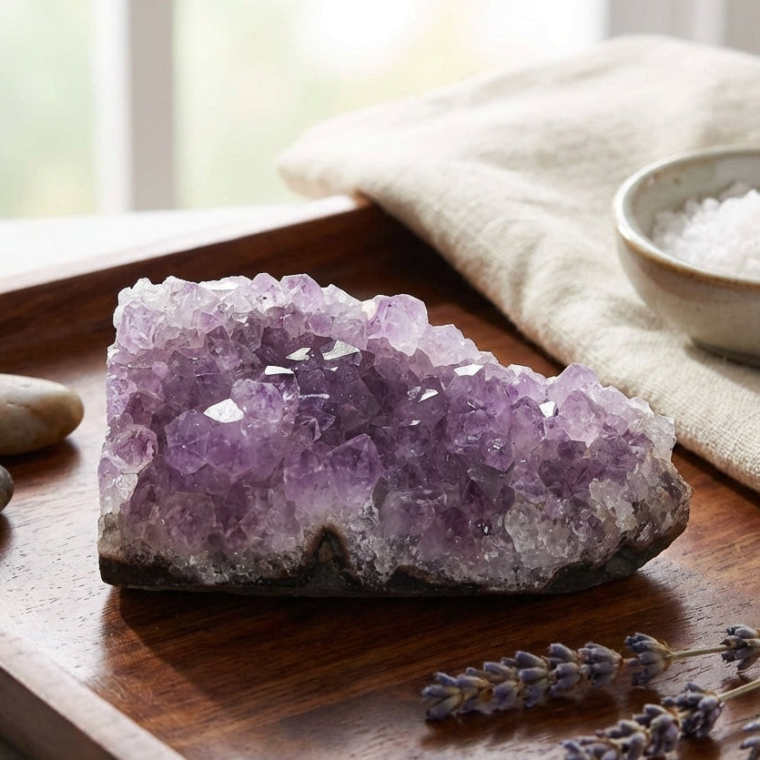 Amas d’Améthyste Naturelle Brut — 350 à 450 g (7,5 à 10 cm)