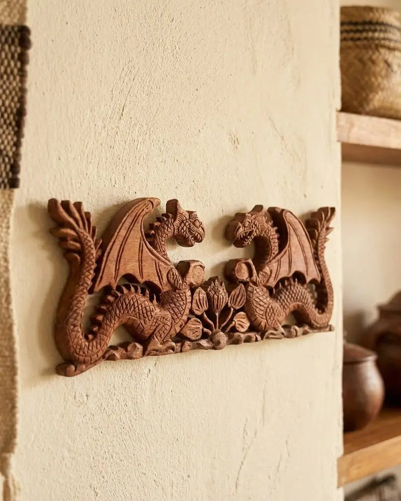 Plaque Sculptée Dragon à Deux Faces – 40 × 15 cm 🐉 AWGifts Dropship