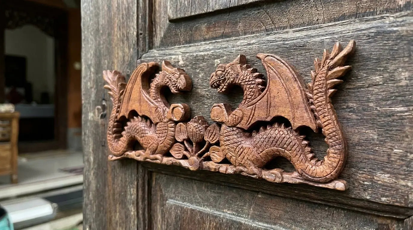 Plaque Sculptée Dragon à Deux Faces – 40 × 15 cm 🐉 AWGifts Dropship