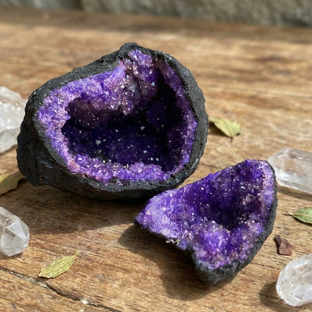 Purple Calcite Geode – Natural Crystallized Stone from Morocco