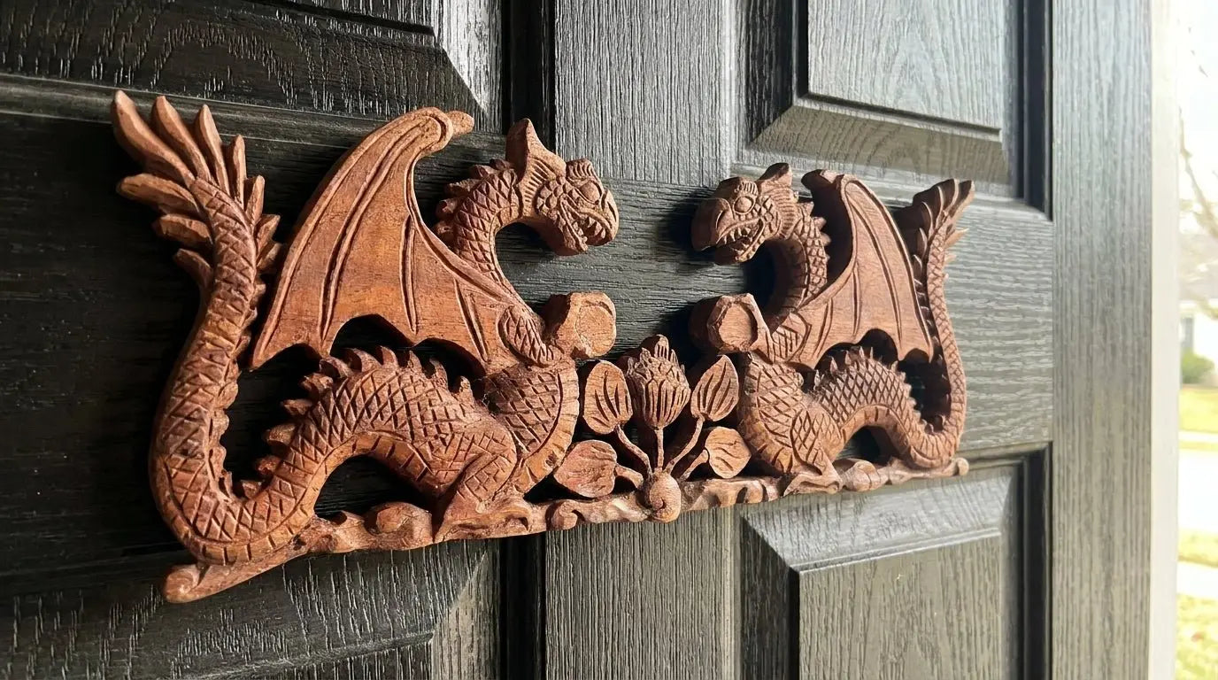 Plaque Sculptée Dragon à Deux Faces – 40 × 15 cm 🐉 AWGifts Dropship