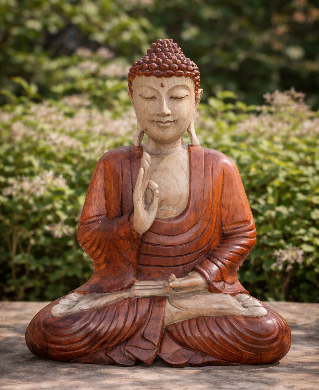 Buddha-Statue aus Suarholz – 30 cm – Lehrübertragung