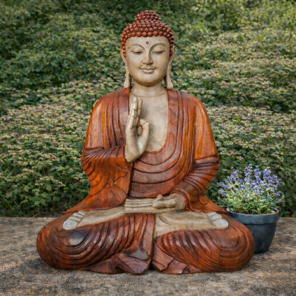 Statue de Bouddha sculptée à la main – 60 cm - Transmission d'enseignement