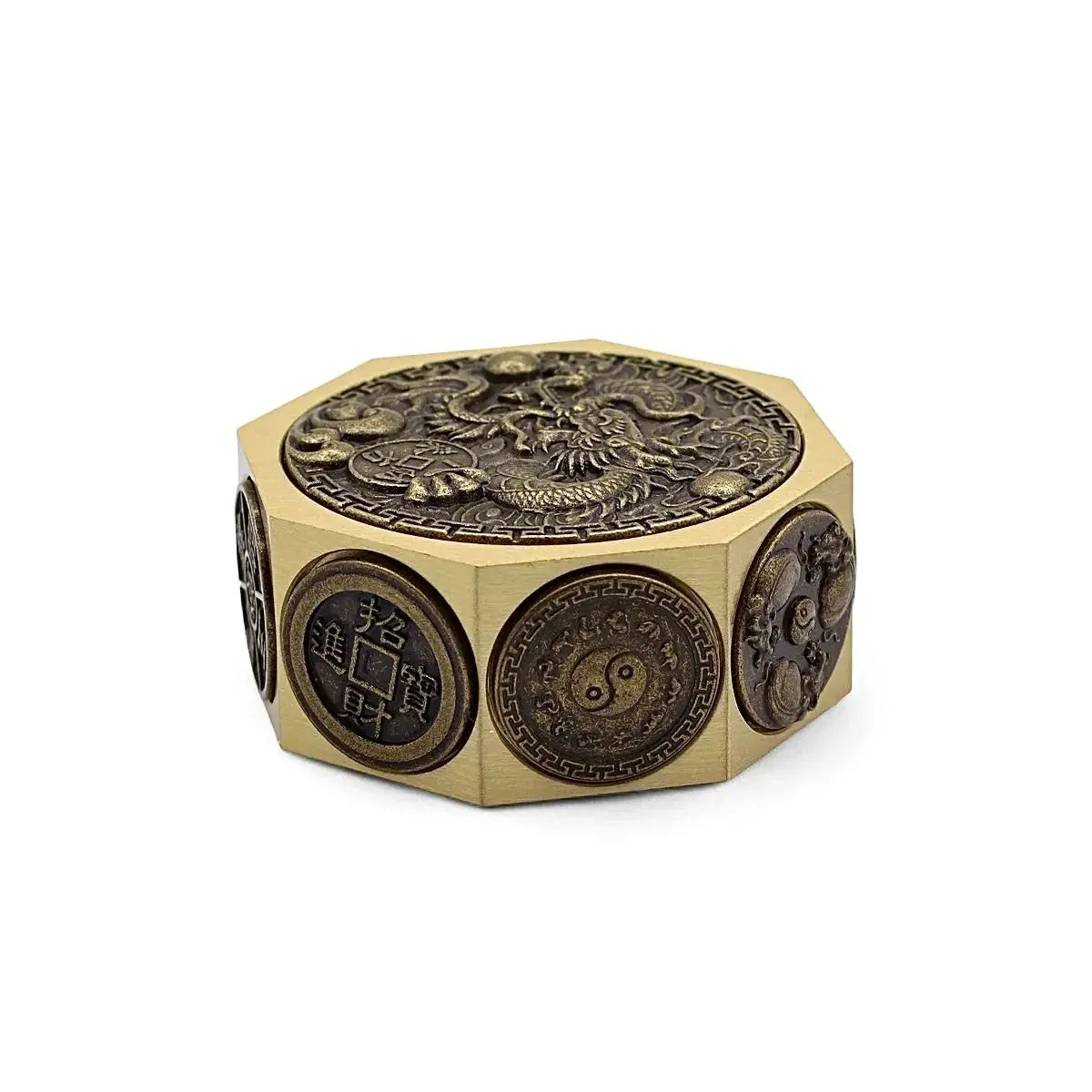 Dé Feng Shui Rotatif en Laiton Dragon & Chat Porte-Bonheur – Protection et Prospérité AWGifts Dropship