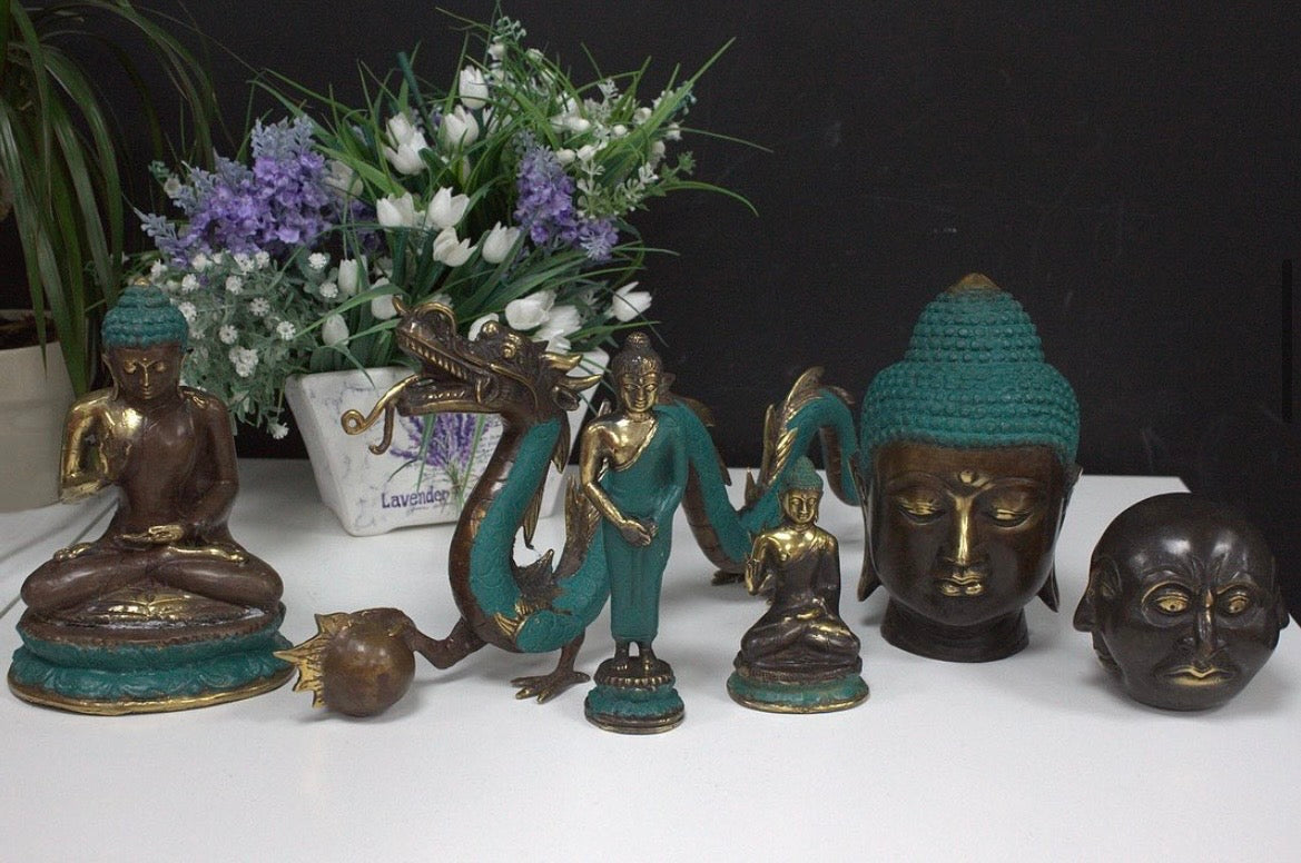 Bouddha Feng Shui à quatre visages en laiton – 10 cm