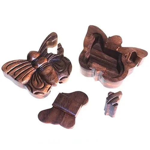 Boîte magique de Bali – Papillon en bois de Saman AWGifts Dropship