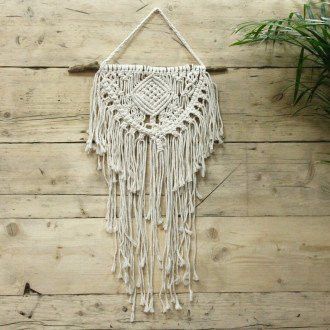 Décoration Murale en Macramé Naturel – Maison &amp; Cœur
