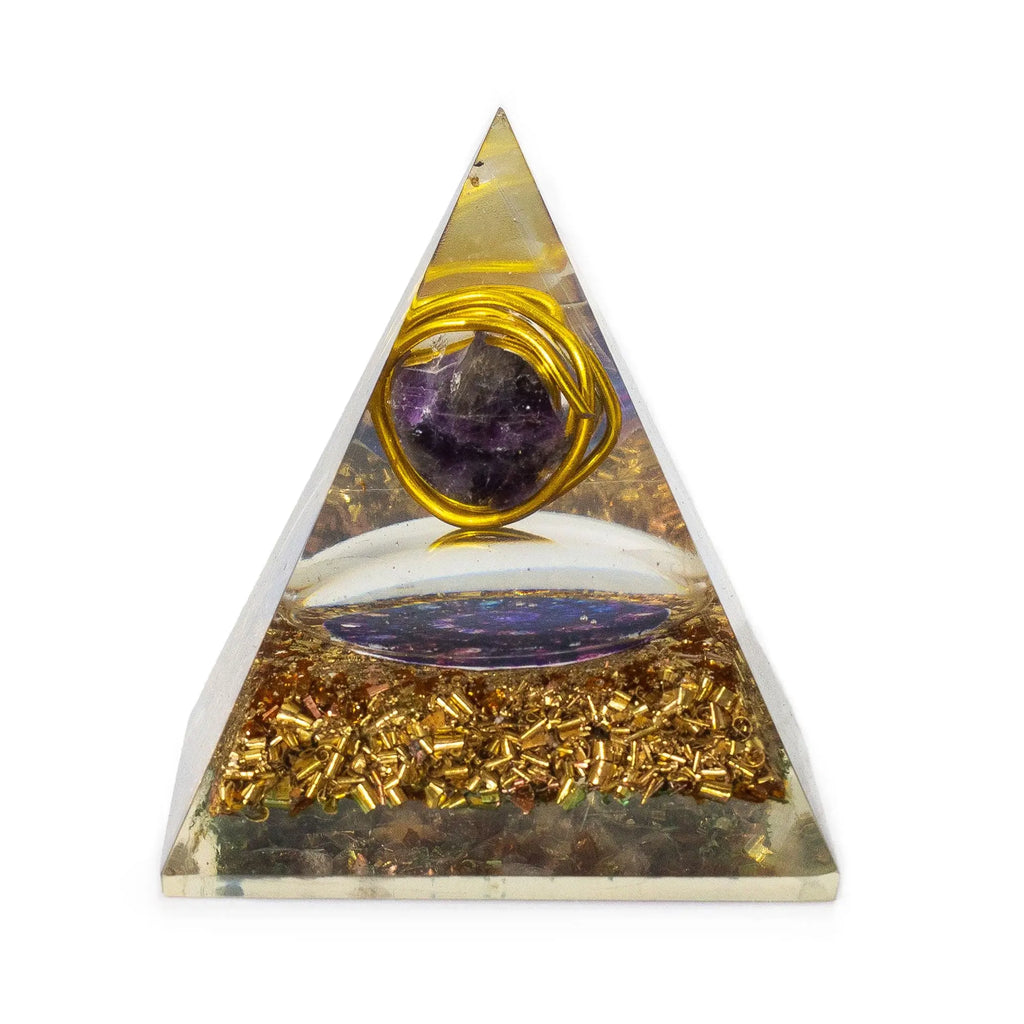 Pyramide d’orgonite en améthyste et cuivre – 7,5 x 6 cm AWGifts Dropship