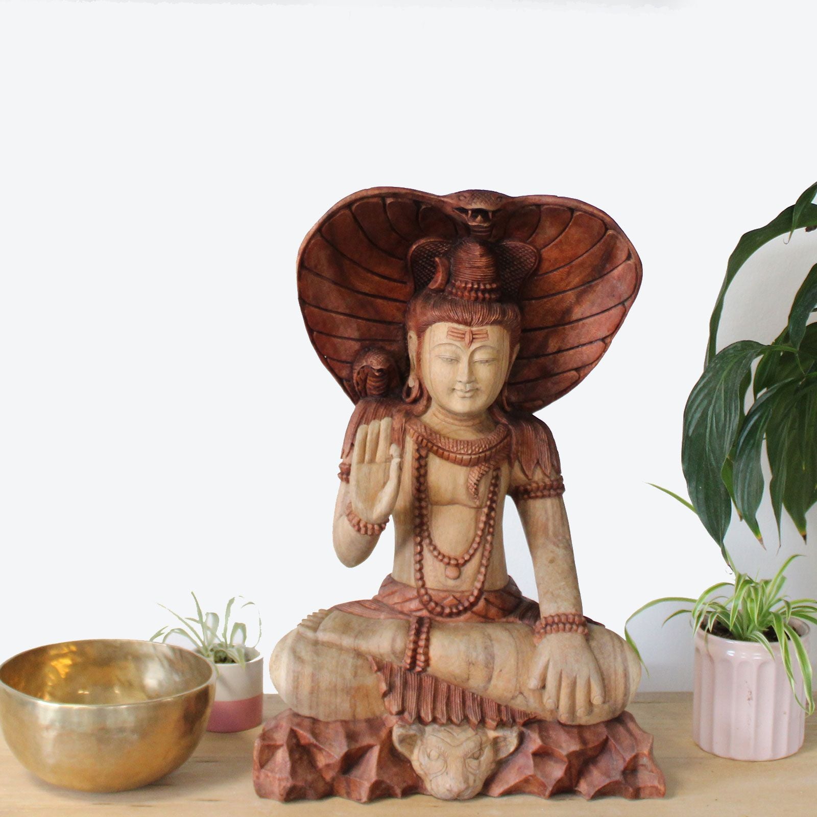 Statue de Shiva sculptée à la main – avec Cobra – 50 cm