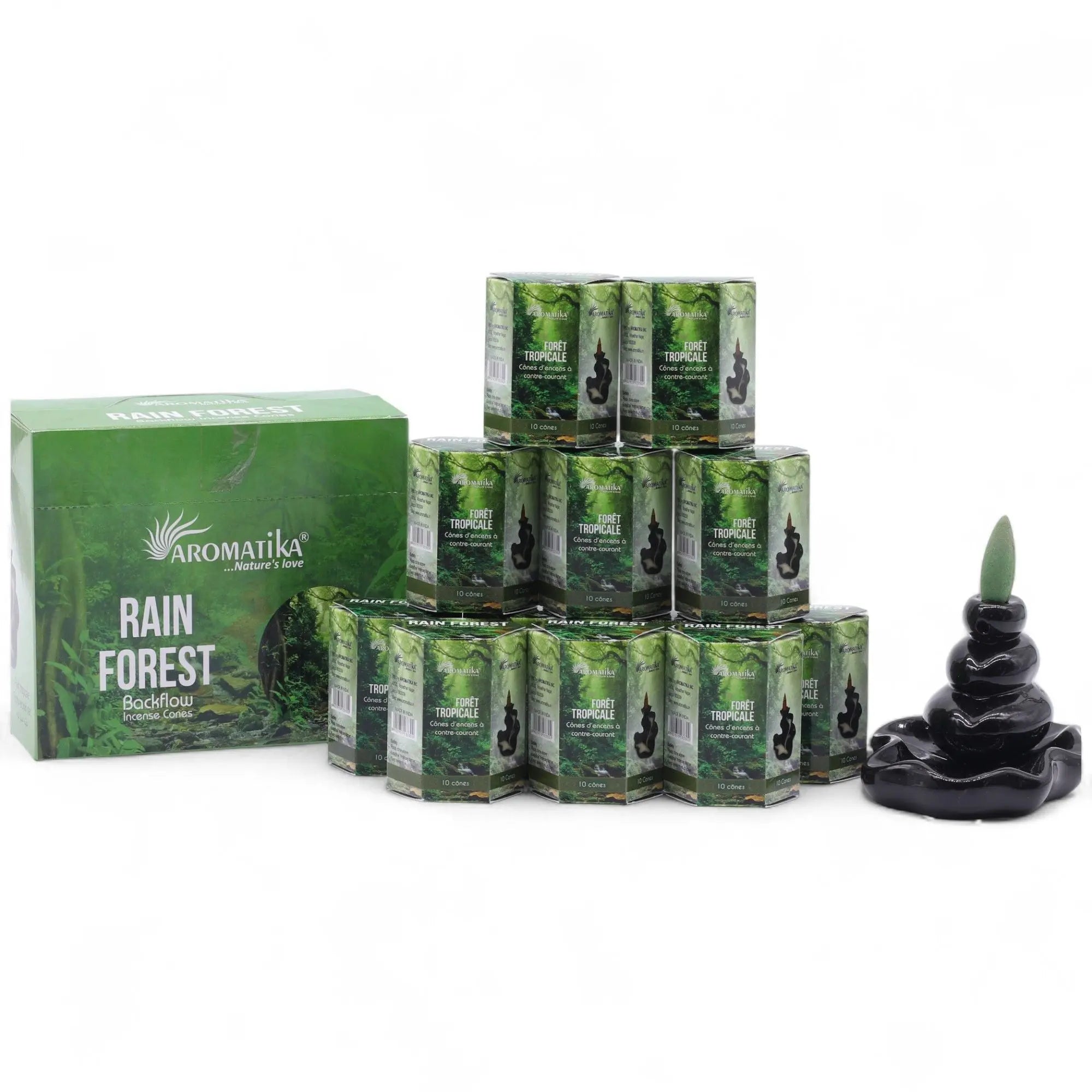 Encens à reflux Forêt tropicale – Cônes backflow pour brûleur d’encens cascade (10 pièces) AWGifts Dropship