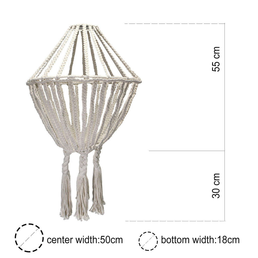 Lustre en macramé noir avec dimensions du produit