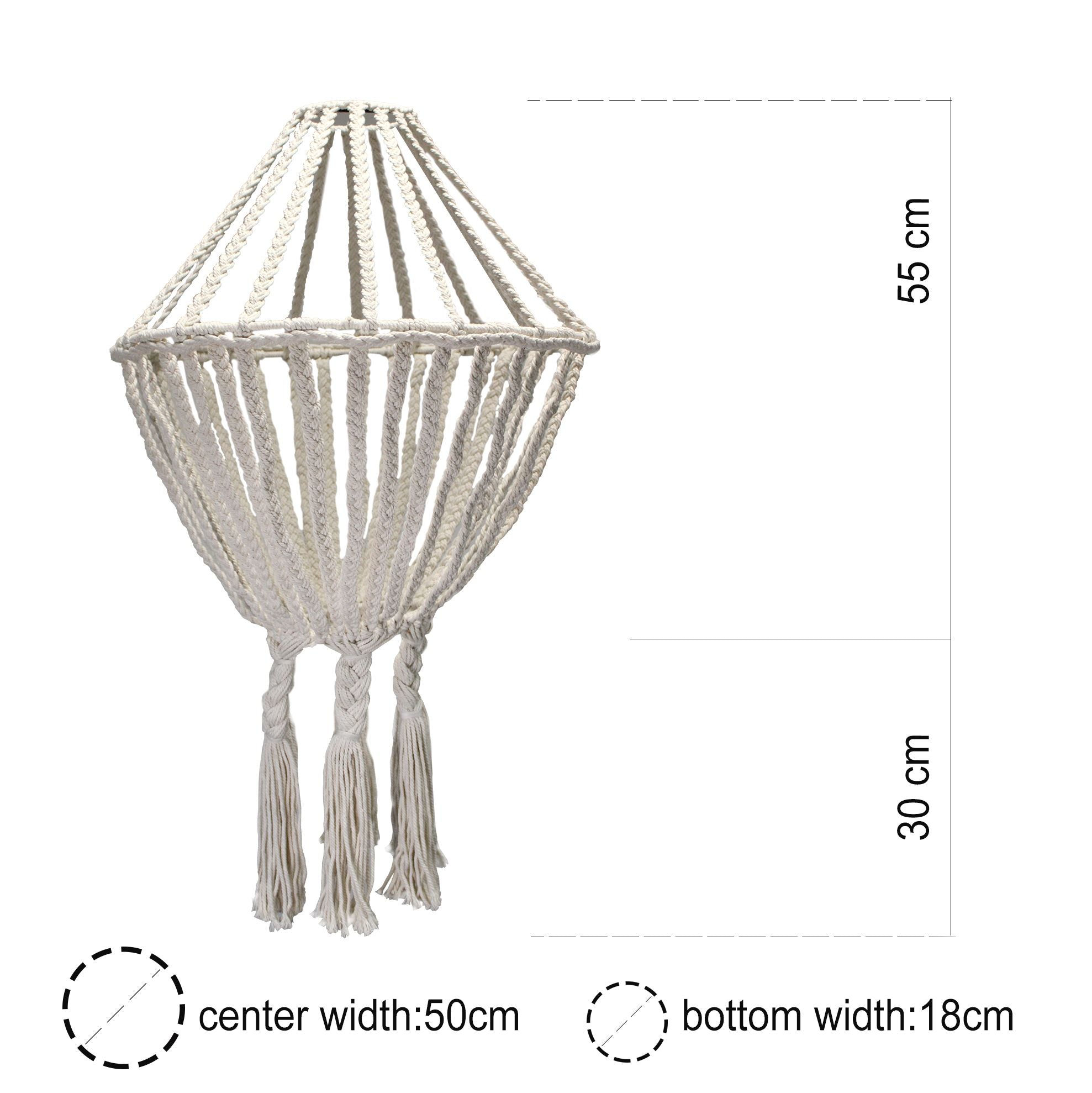Lustre en macramé noir avec dimensions du produit