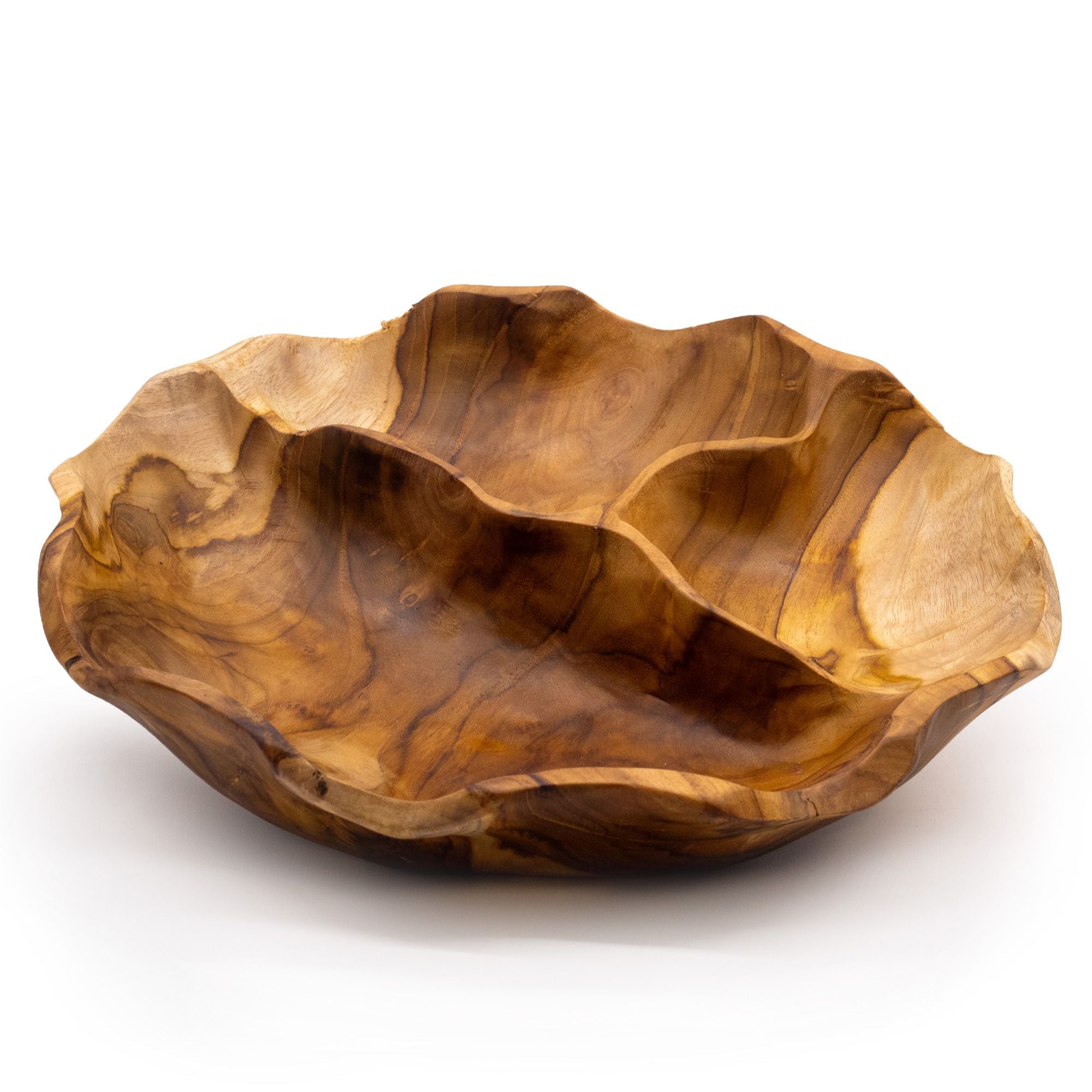 Coupe à fruits en bois de teck 3 compartiments – 30 cm
