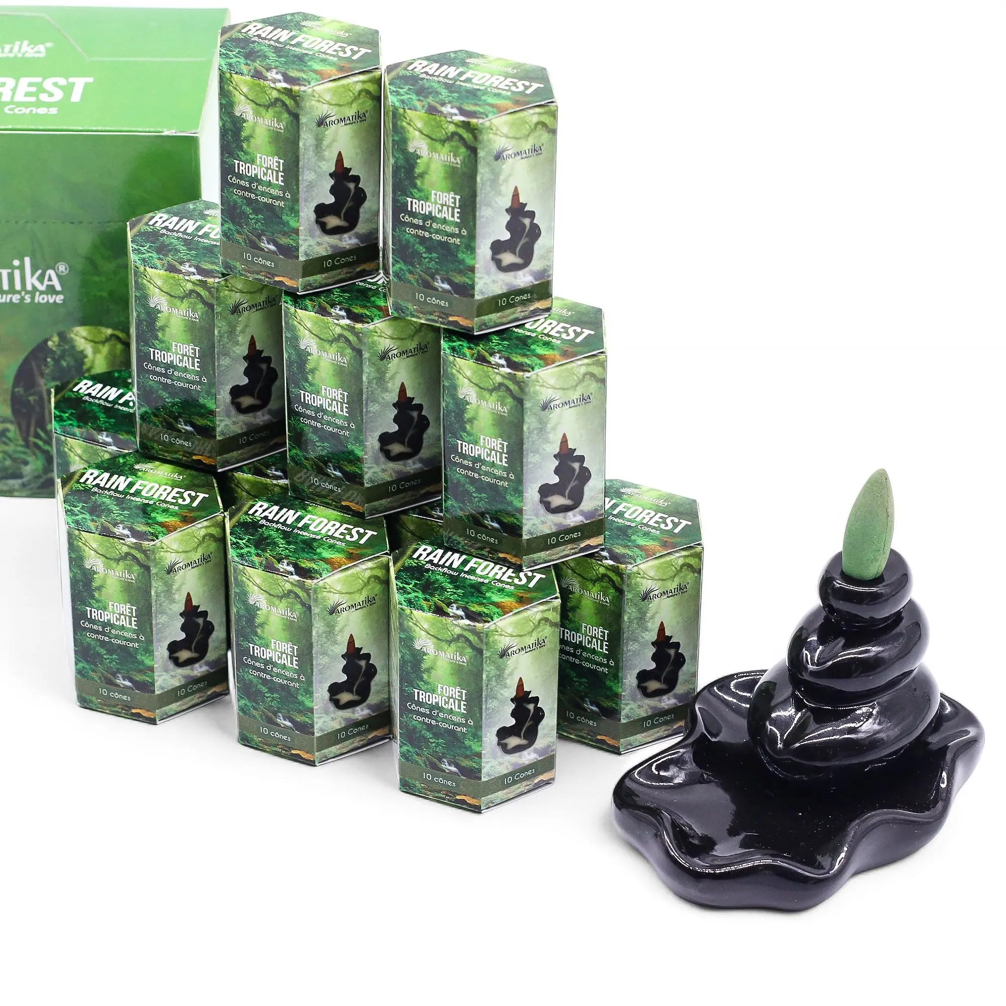 Encens à reflux Forêt tropicale – Cônes backflow pour brûleur d’encens cascade (10 pièces) AWGifts Dropship