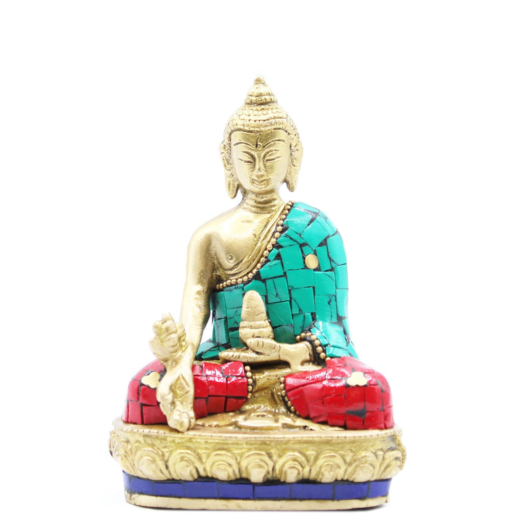 Statue de Bouddha en laiton - Mains vers le bas - 11.5 cm
