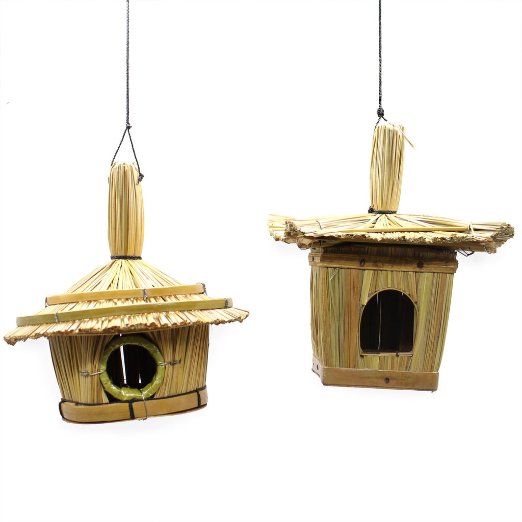 Maison Suspendue Pour Oiseaux En Jonc De Mer Artisanal – Nichoir Rond 17 cm