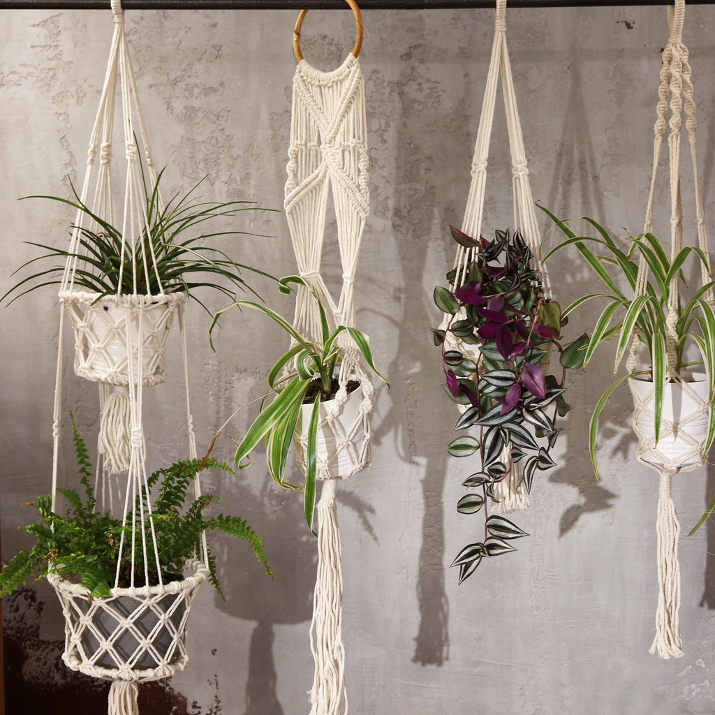 Support pour Pot en Macramé Naturel – Petit Modèle Suspendu