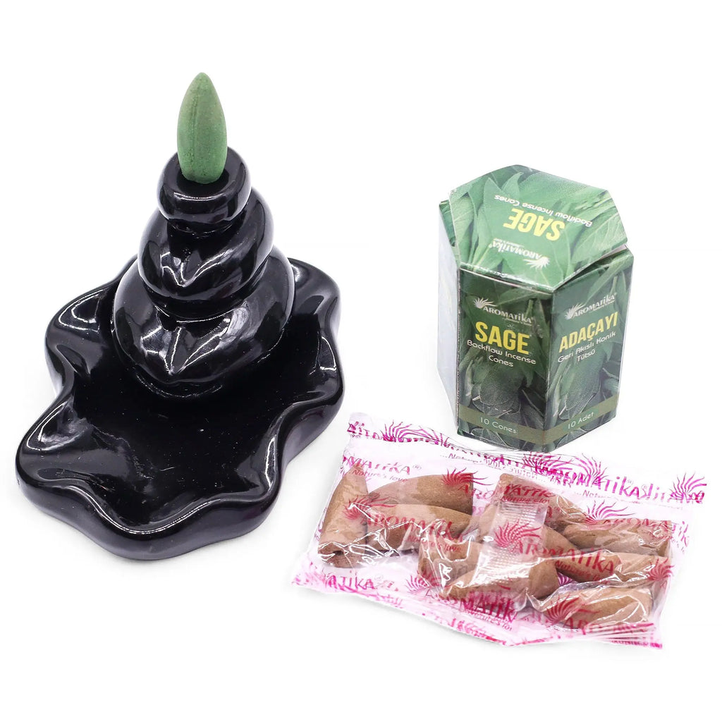 Encens à reflux Sauge – Cônes backflow pour brûleur d’encens cascade (10 pièces) AWGifts Dropship
