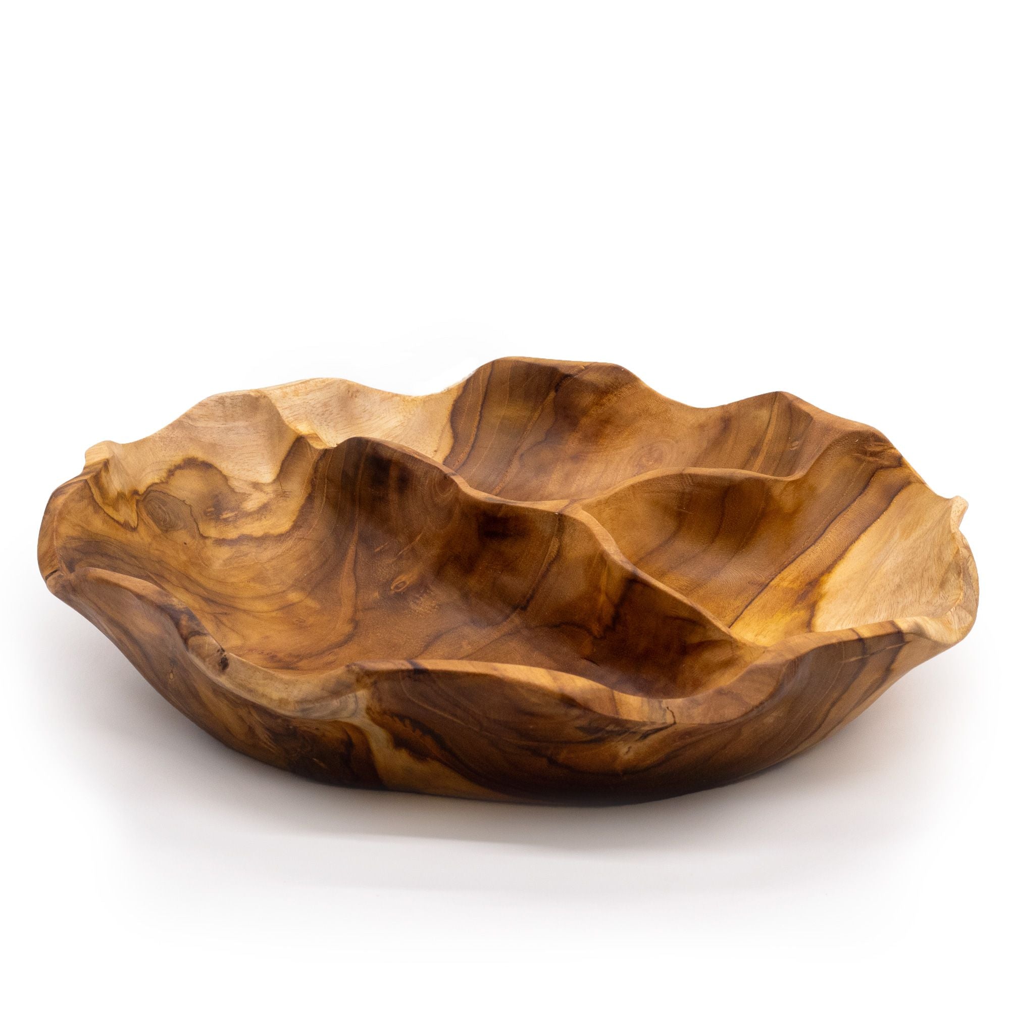 Coupe à fruits en bois de teck 3 compartiments – 30 cm
