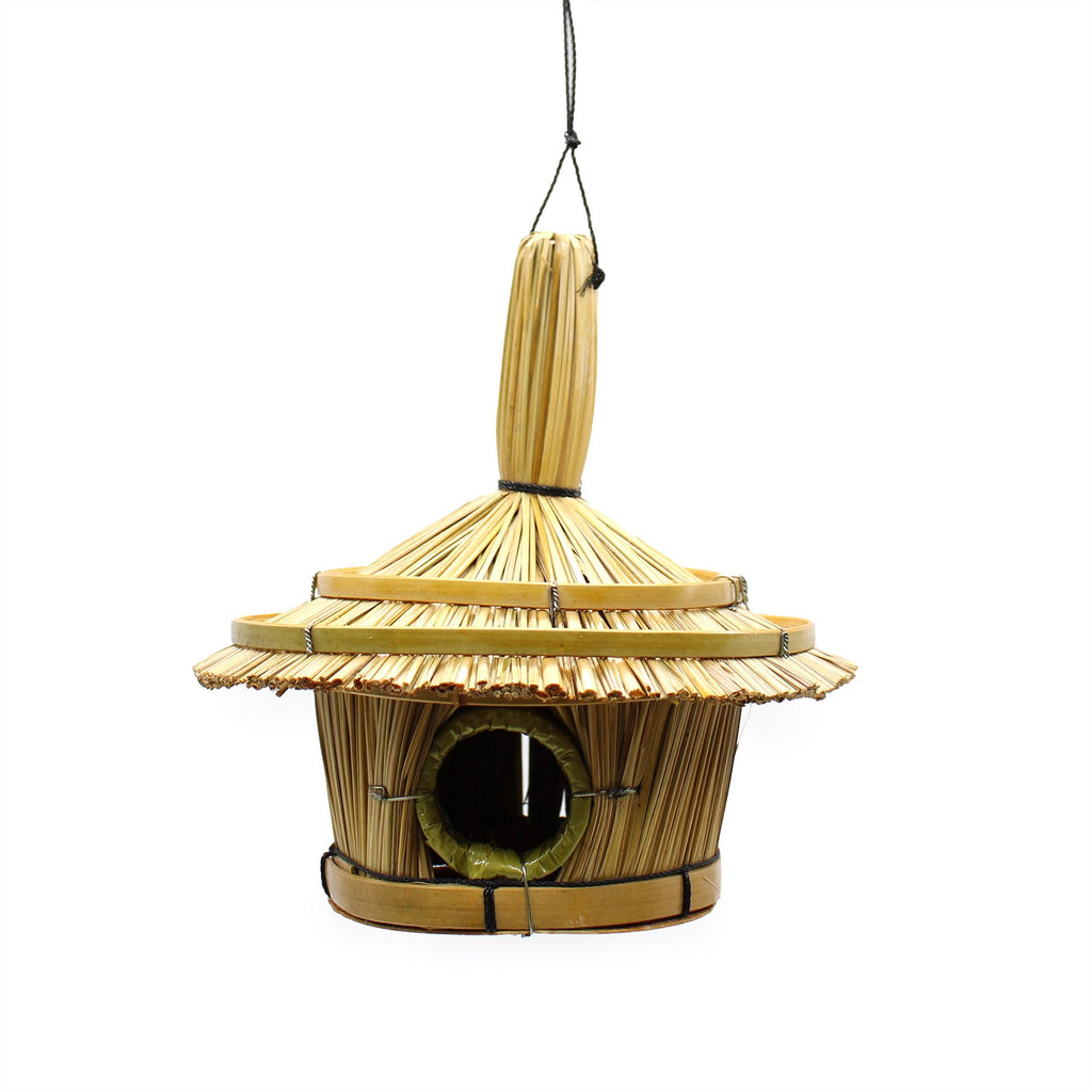 Maison Suspendue Pour Oiseaux En Jonc De Mer Artisanal – Nichoir Rond 17 cm