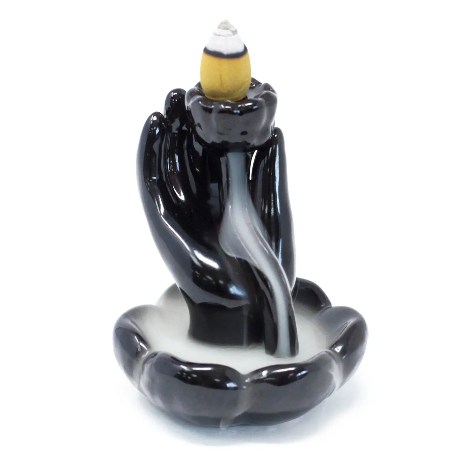 Brûleur d’Encens à Reflux Main de Lotus en Céramique Noire AWGifts Dropship