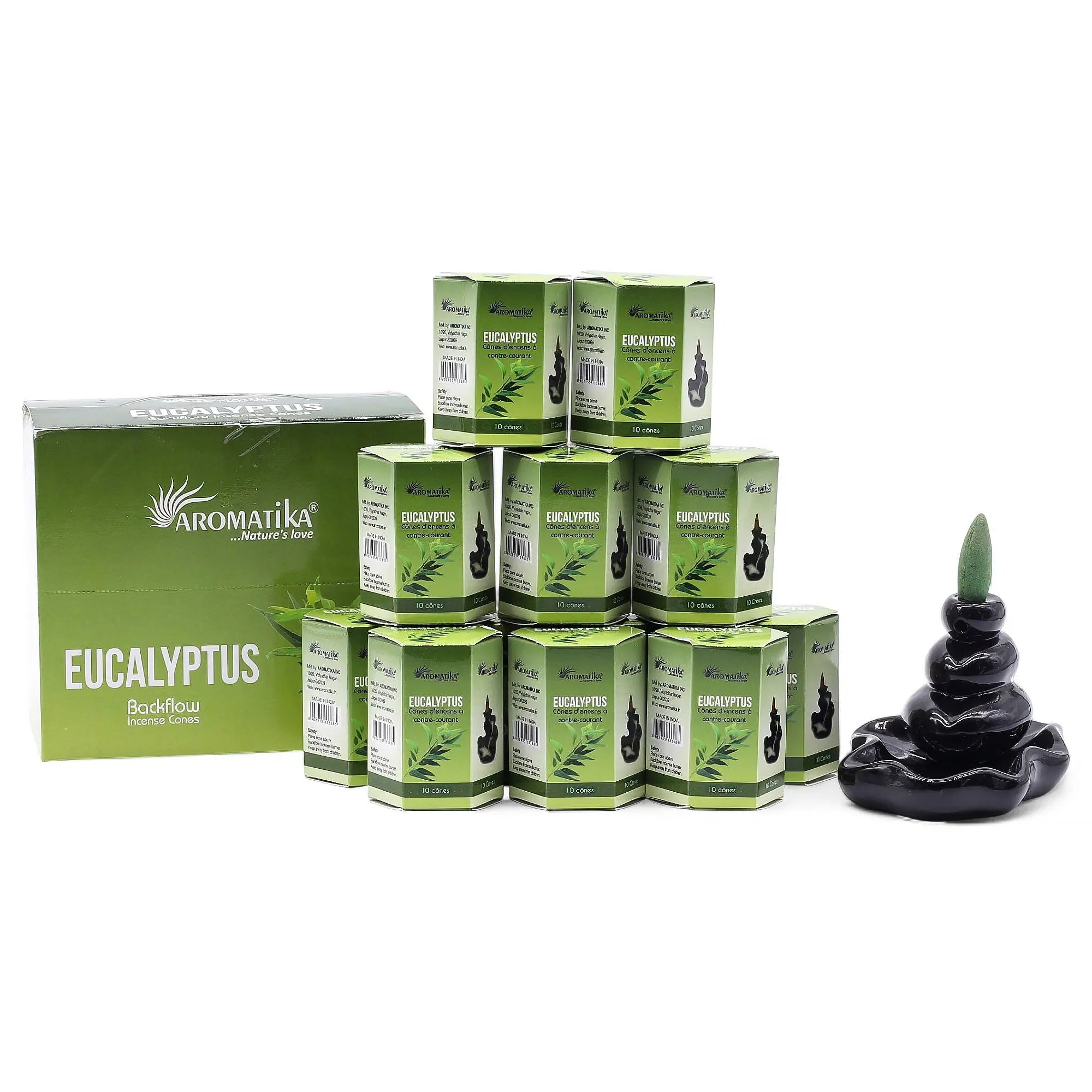 Encens à reflux Eucalyptus – Cônes backflow pour brûleur d’encens cascade (10 pièces) AWGifts Dropship