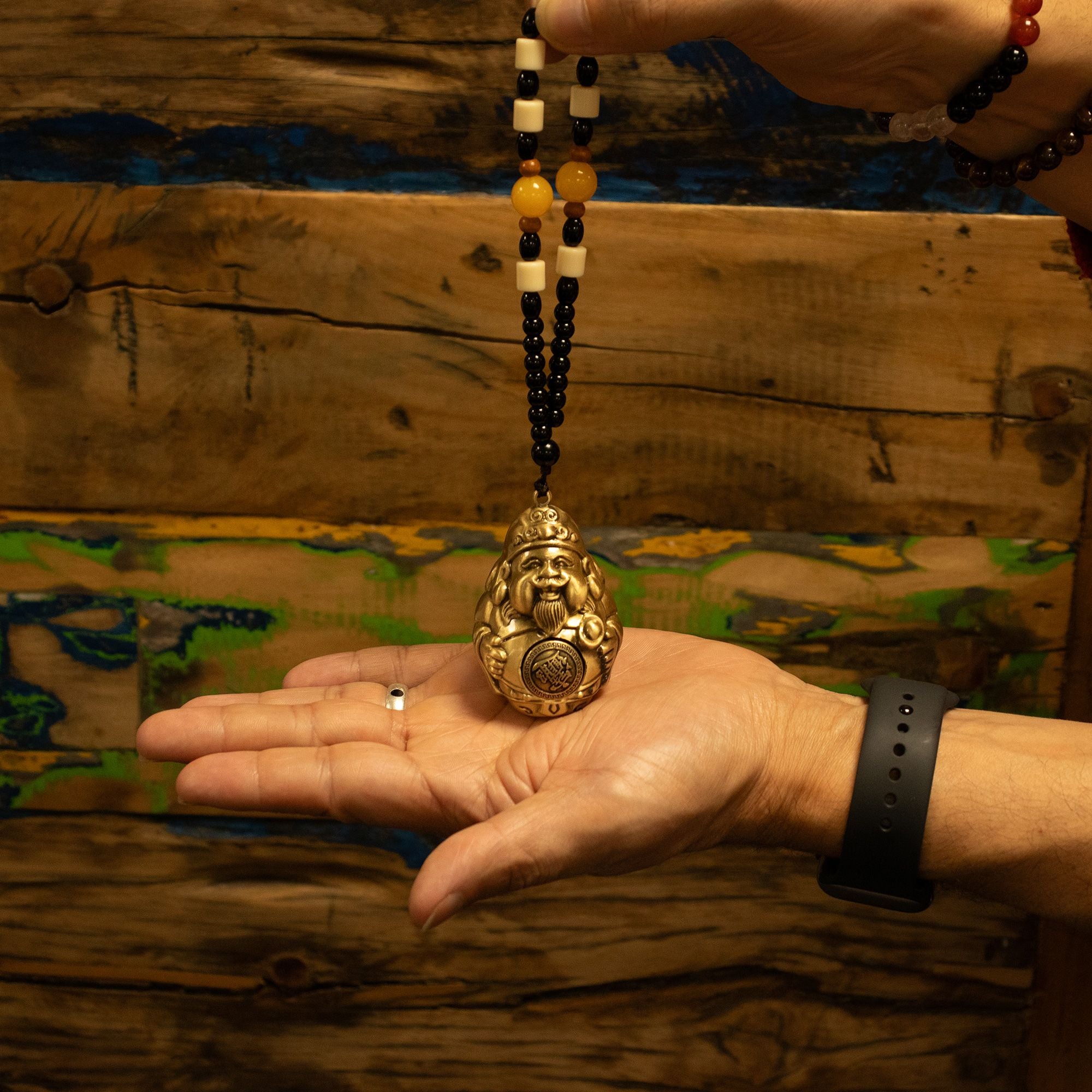 Amulette Feng Shui à Suspendre en Laiton – Dieu de la Richesse, Prospérité & Abondance