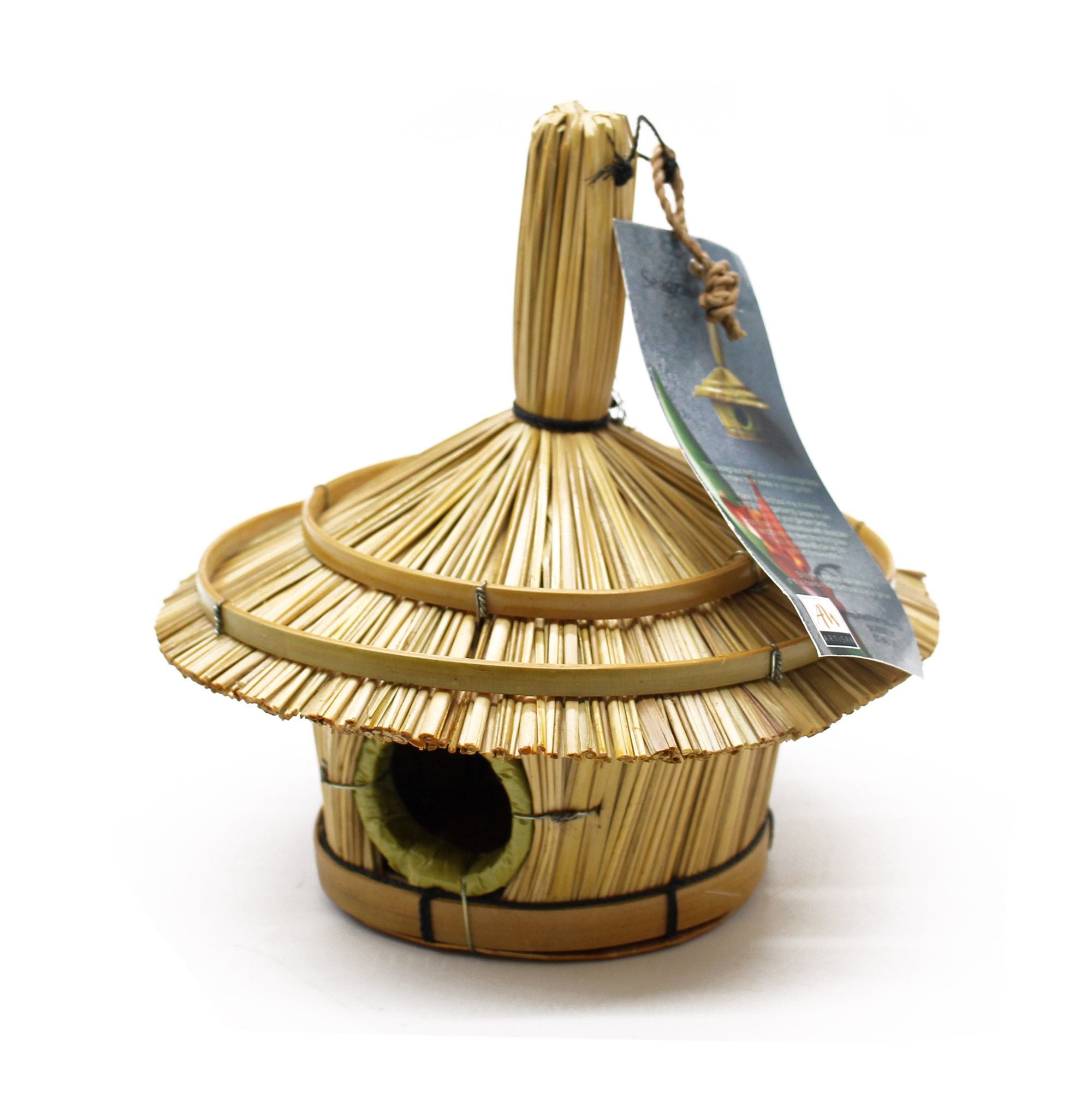 Maison Suspendue Pour Oiseaux En Jonc De Mer Artisanal – Nichoir Rond 17 cm