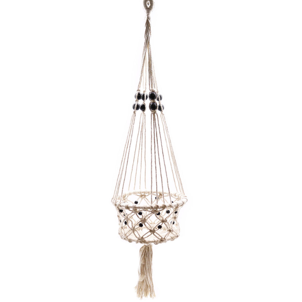 Suspension pour plante en coton naturel sur fond clair