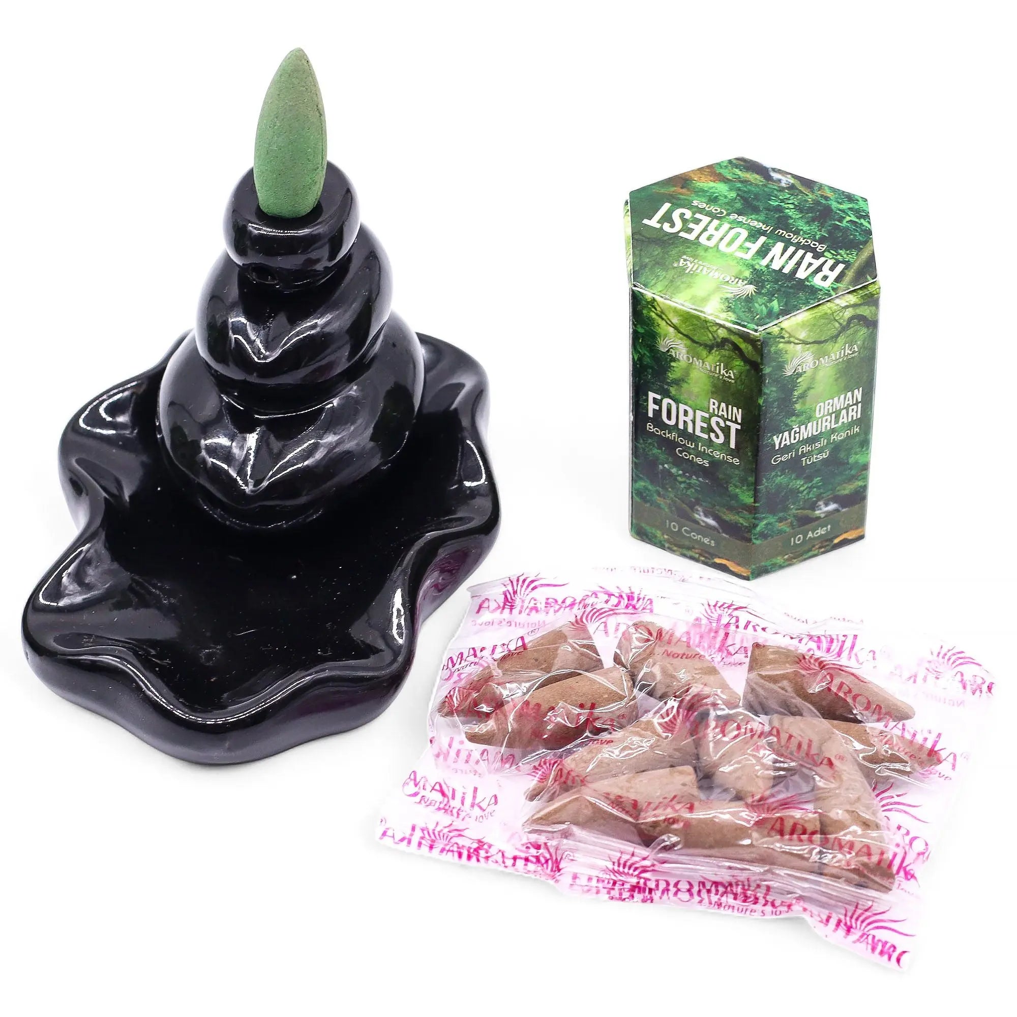 Encens à reflux Forêt tropicale – Cônes backflow pour brûleur d’encens cascade (10 pièces) AWGifts Dropship